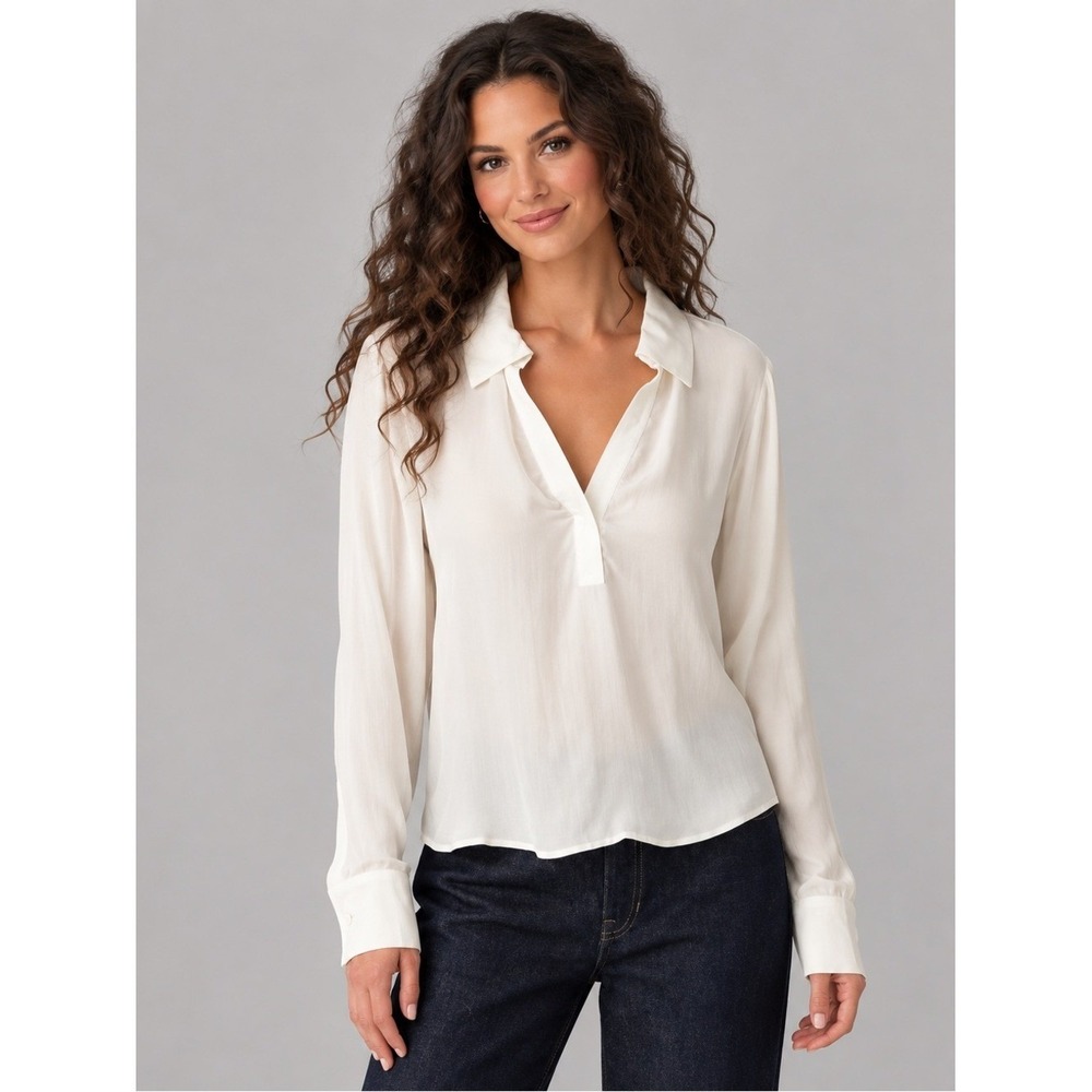 J Crew Womens Bungalow Popover Crepe Shirt Blouse XL Staple Soft Girl Career